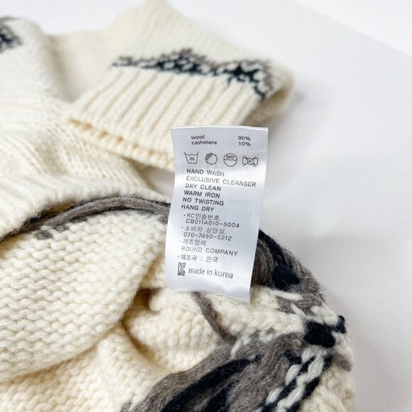 NWT Tambere FairIsle Ivory Wool/Cashmere Blend Turtleneck Gender Neutral Sweater - Picture 6 of 13